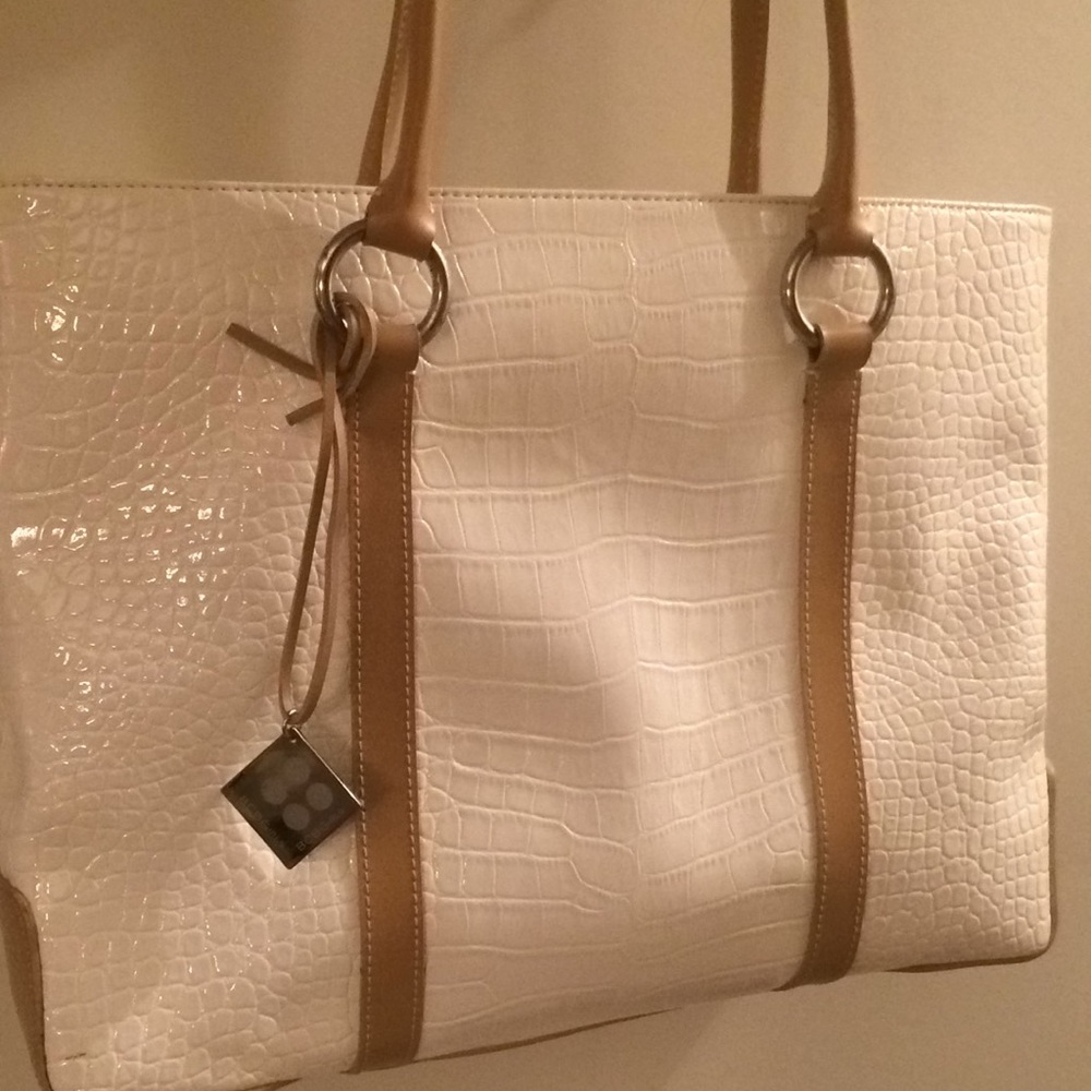 BCBG girls faux leather tote in white